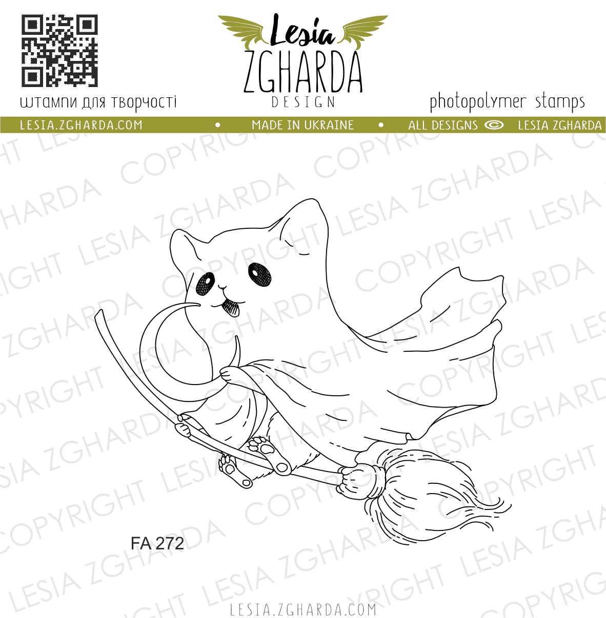 {FA272} Stamp "Halloween Cat Ghost with a Moon"