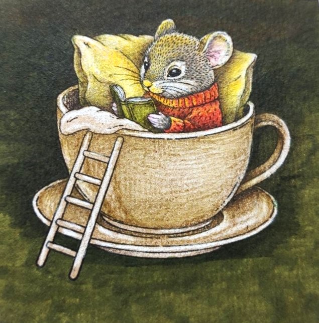 {FA277} Stamp "Bookworm Mouse in a Cup"