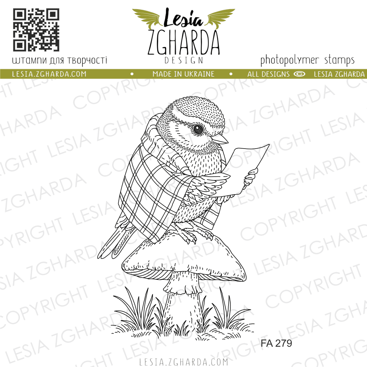 {FA279} Stamp "Bird Tit on a Mushroom"