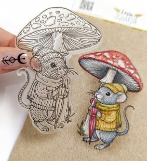 {FA275} Stamp "Little Mouse Under the Toadstool Mushroom"