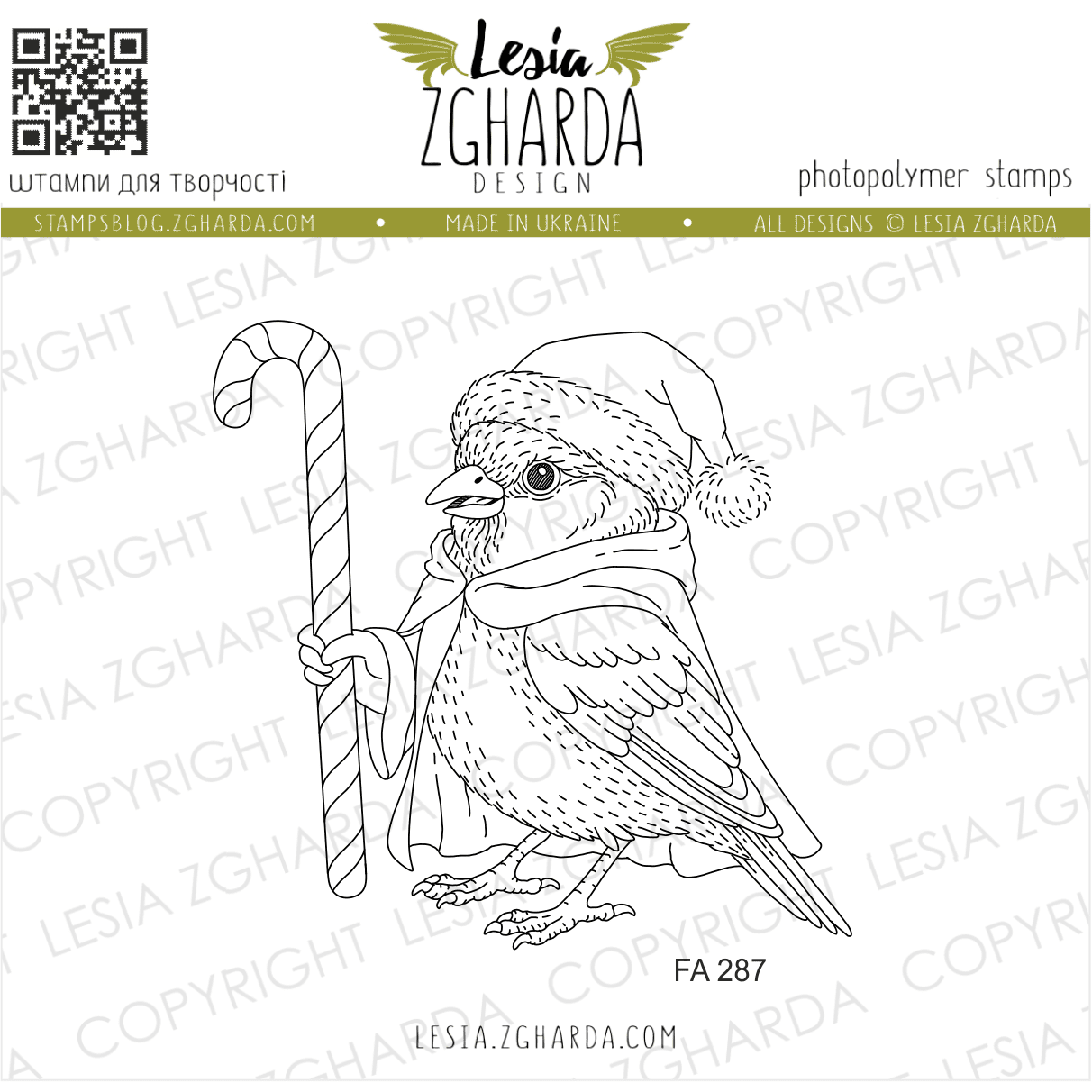 {FA287} Stamp "Santa Christmas Bird"