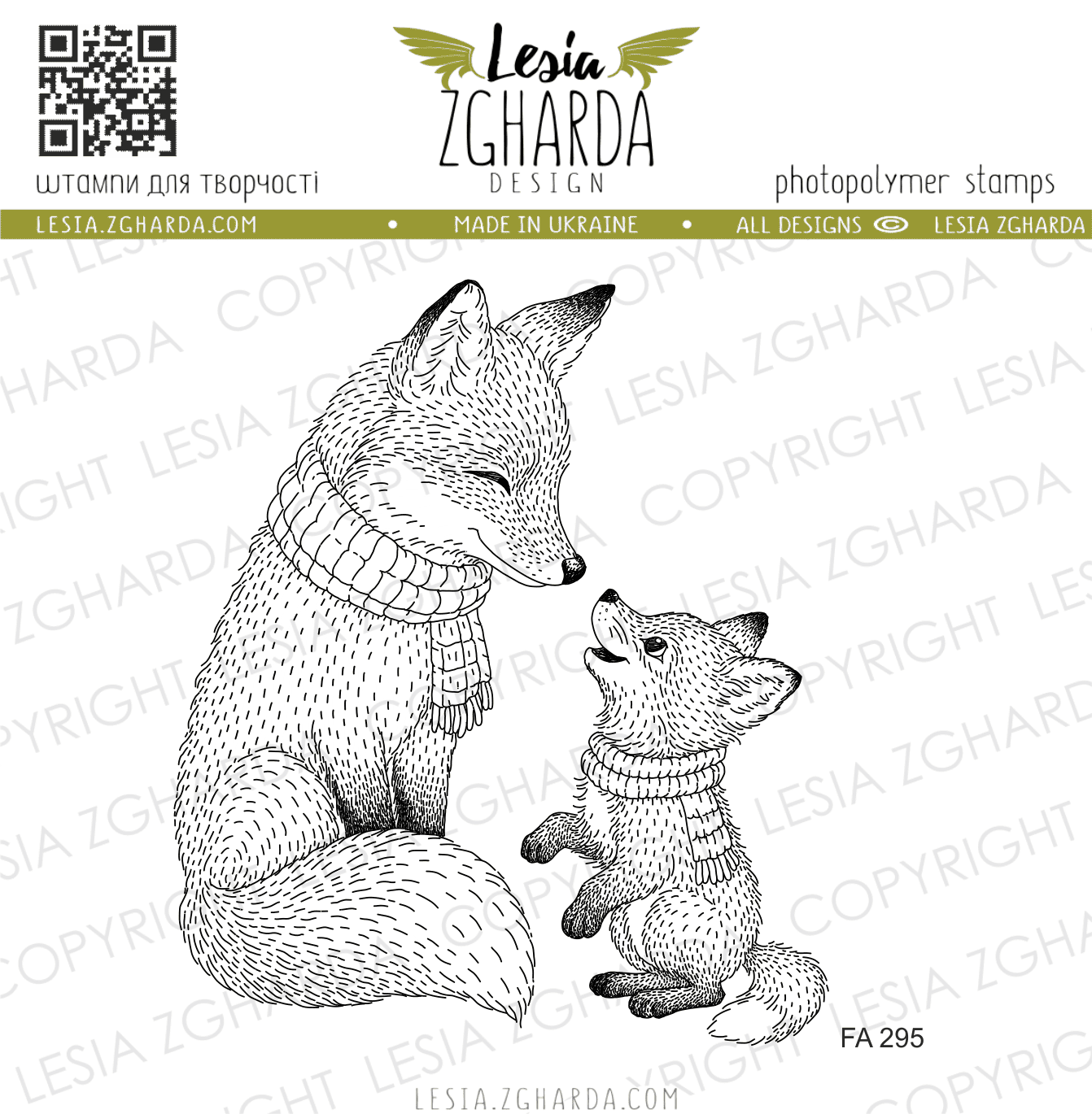 {FA295} Stamp Set "Fox Mama and Baby in Cozy Scarves"