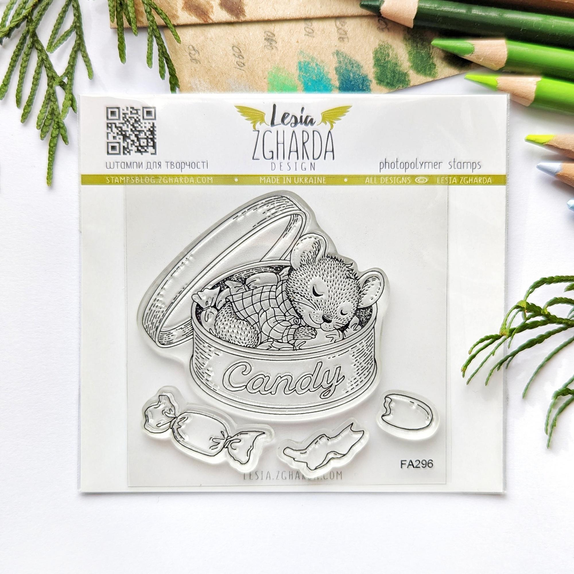 {FA296} Stamp Set "Sleeping Mouse in Candy Tin"