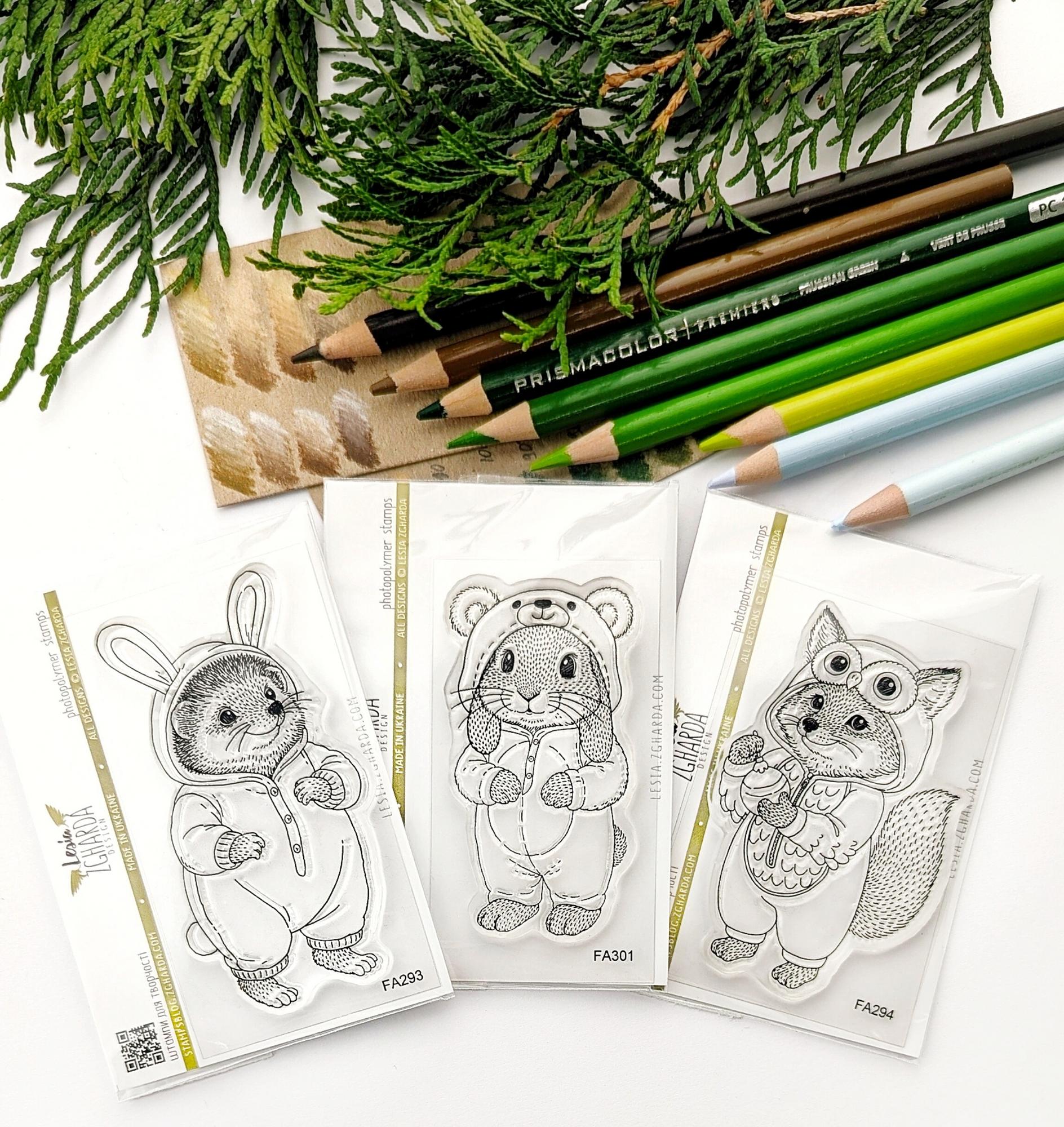 {FA301} Stamp "Adorable Bunny in Bear Kigurumi Pajamas"