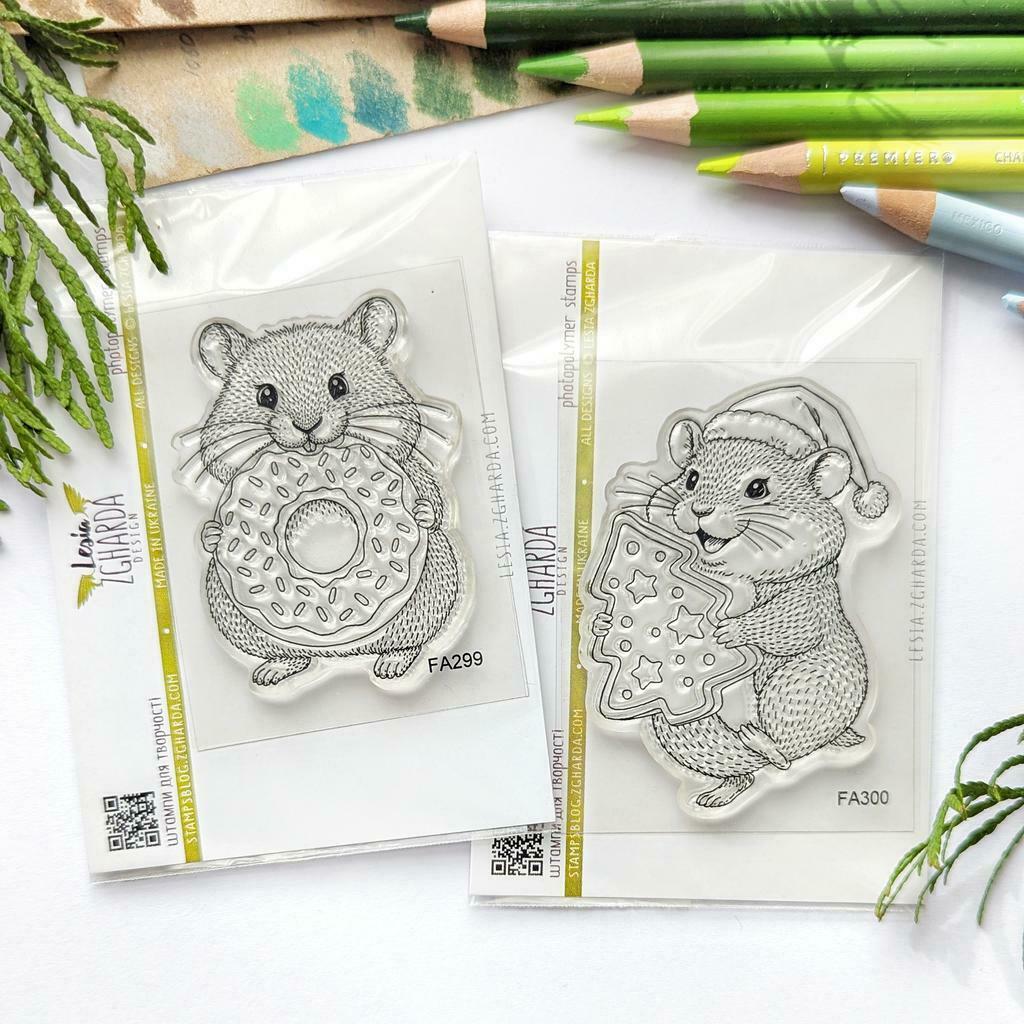 {FA299} Stamp “Cute Hamster with a Donut”