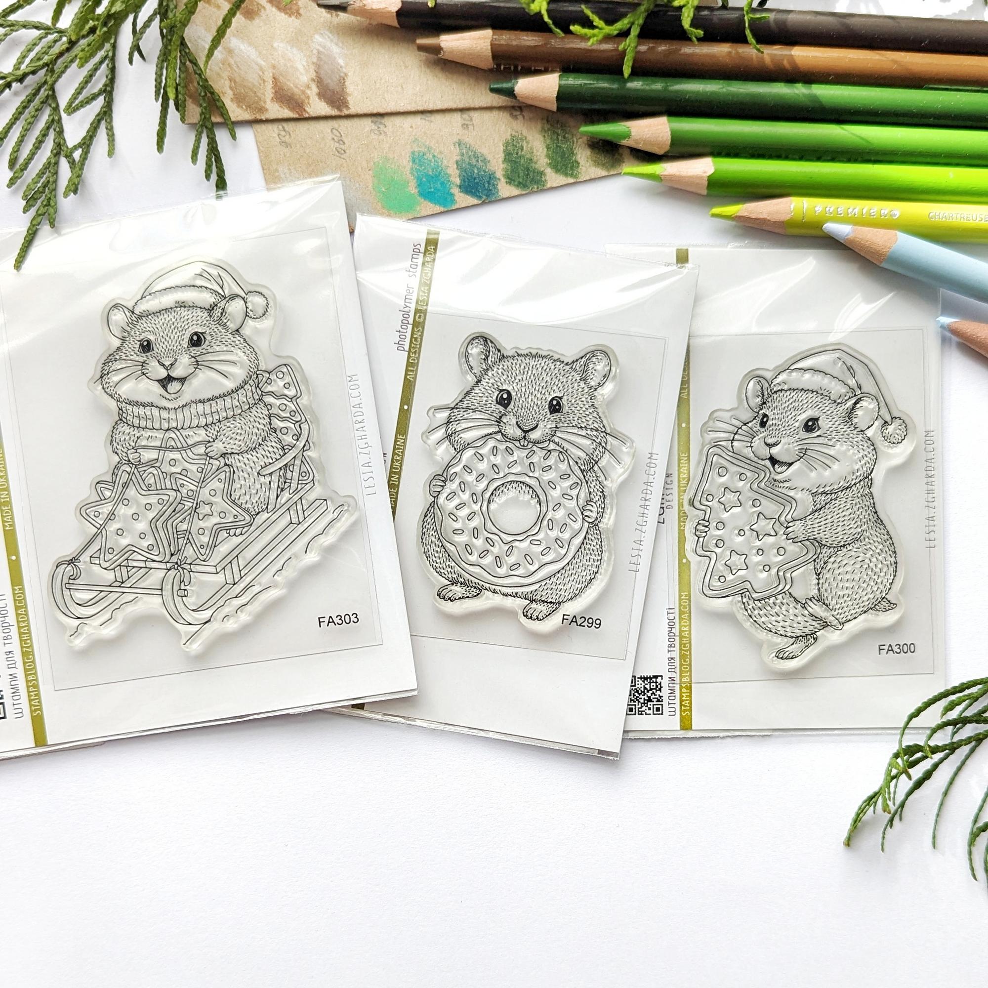 {FA299} Stamp “Cute Hamster with a Donut”