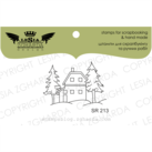 {SR213s} Stamp "House with Christmas trees to the snow globe"