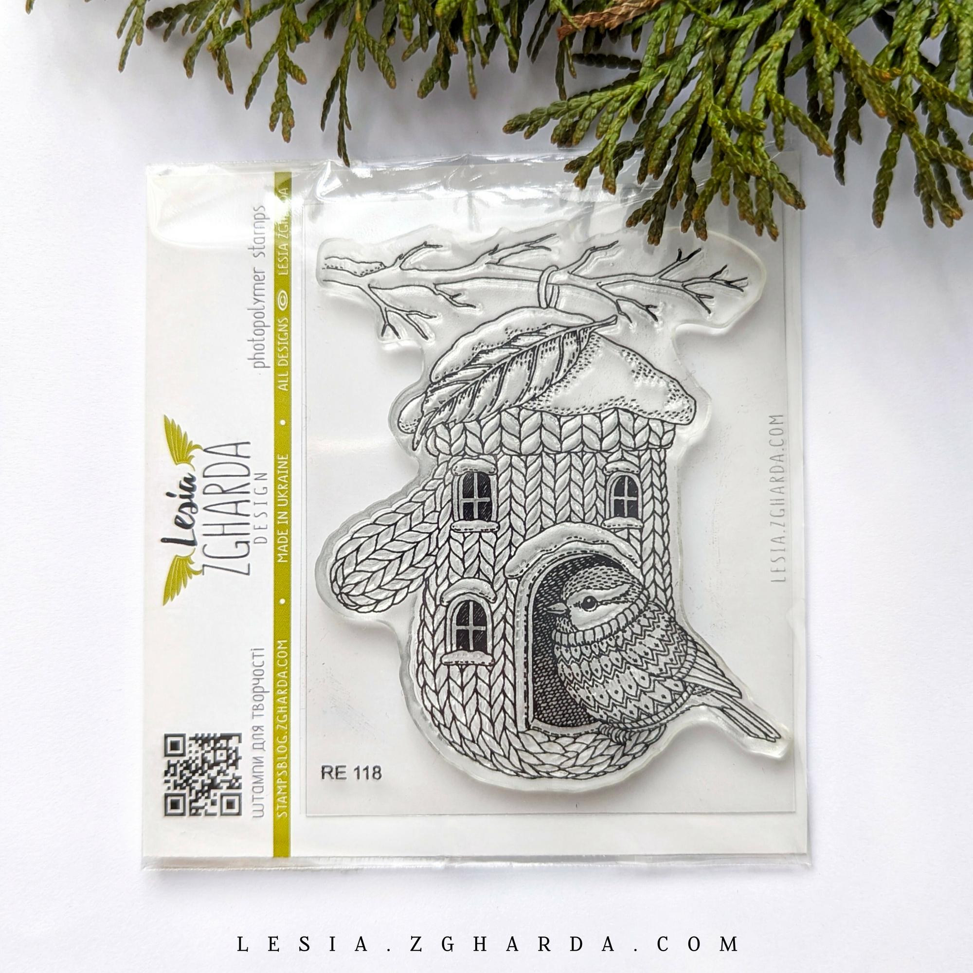 {RE118} Stamp “Knitted Glove Birdhouse”