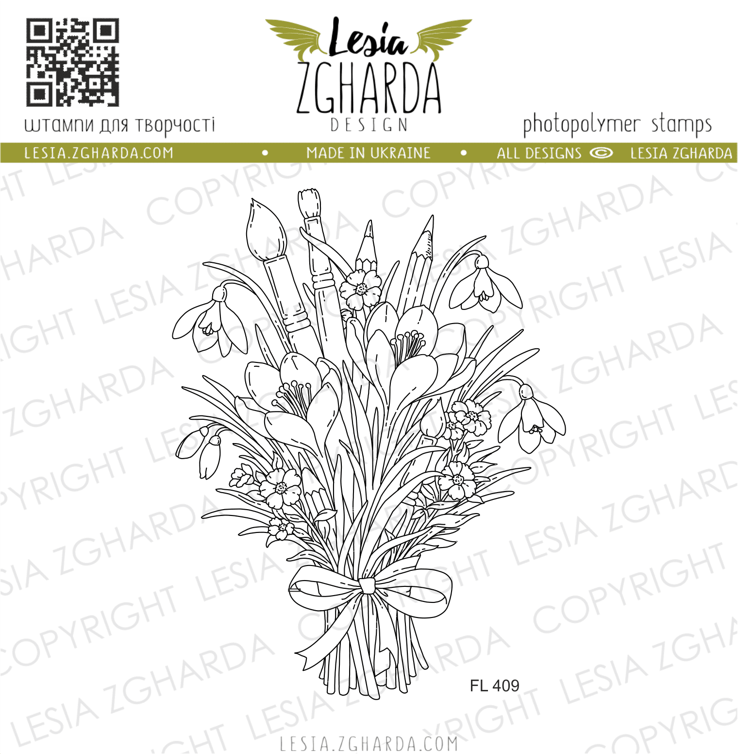 {FL409} Stamp "Spring Art Bouquet"
