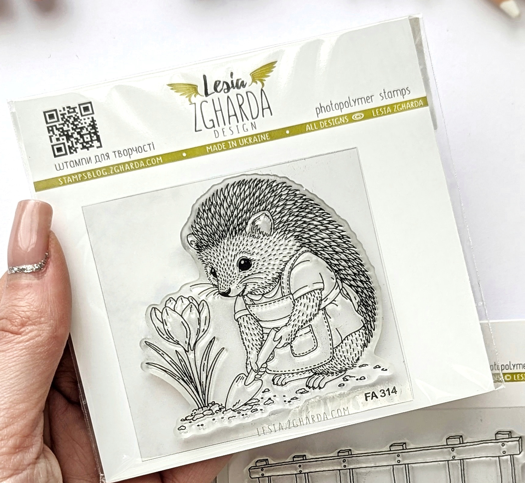 {FA314} Stamp “Cute Hedgehog Planting a Crocus”