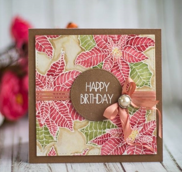 {FL177} Stamp "Puansetiya with leaves"