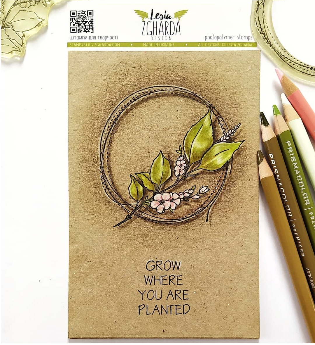 {FL204} Stamp "Sprig of blossom contour"