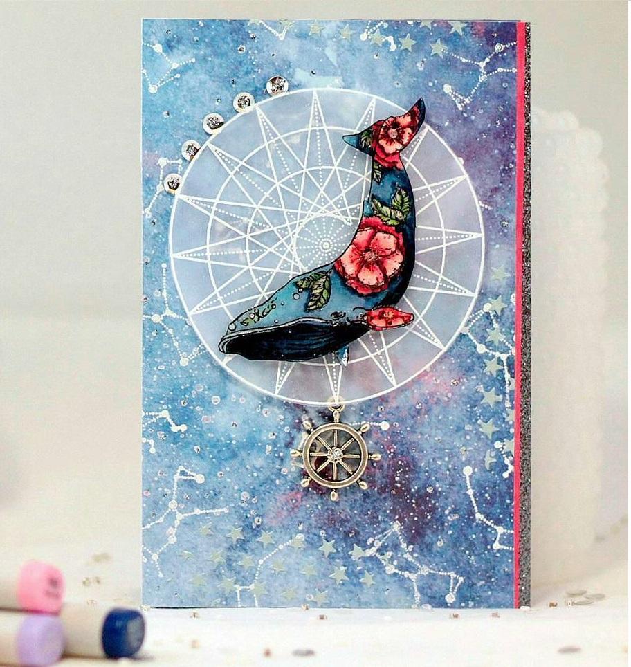 Flower whale stamp | Lesia Zgharda sea clear stamps