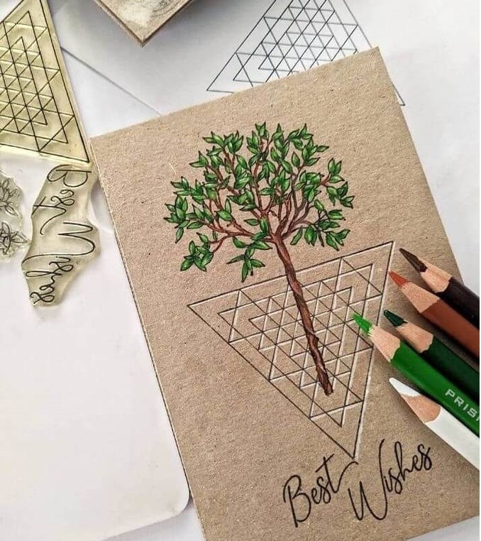 {FL110} Stamp Set "Trees with a flowerpot"