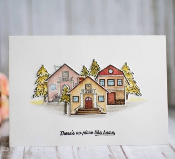 {M015} Stamps Set "The houses and inscription"