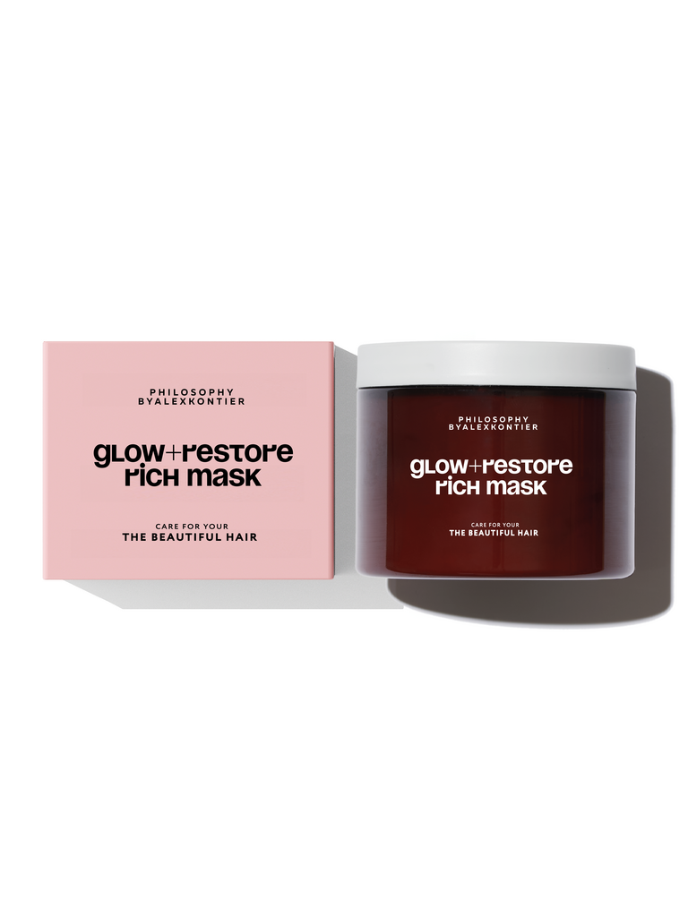 {GLOW + RESTORE RICH MASK} Насыщенная, реконструирующая маска для натуральных, сильно поврежденных, пористых, кудрявых и осветленных волос, 200 мл