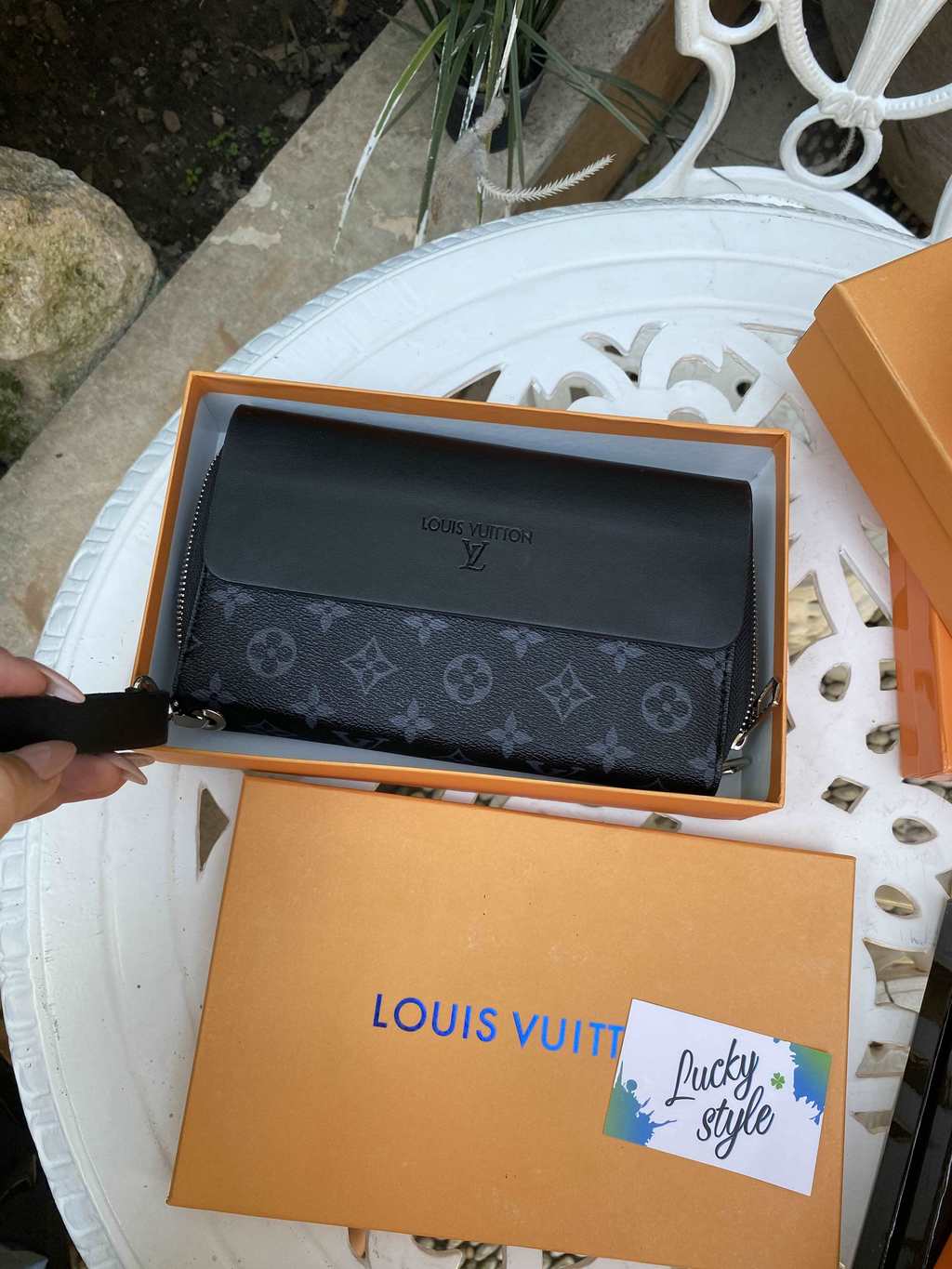 кошелёк на 2 отделение LV grey monogram +коробка 51127