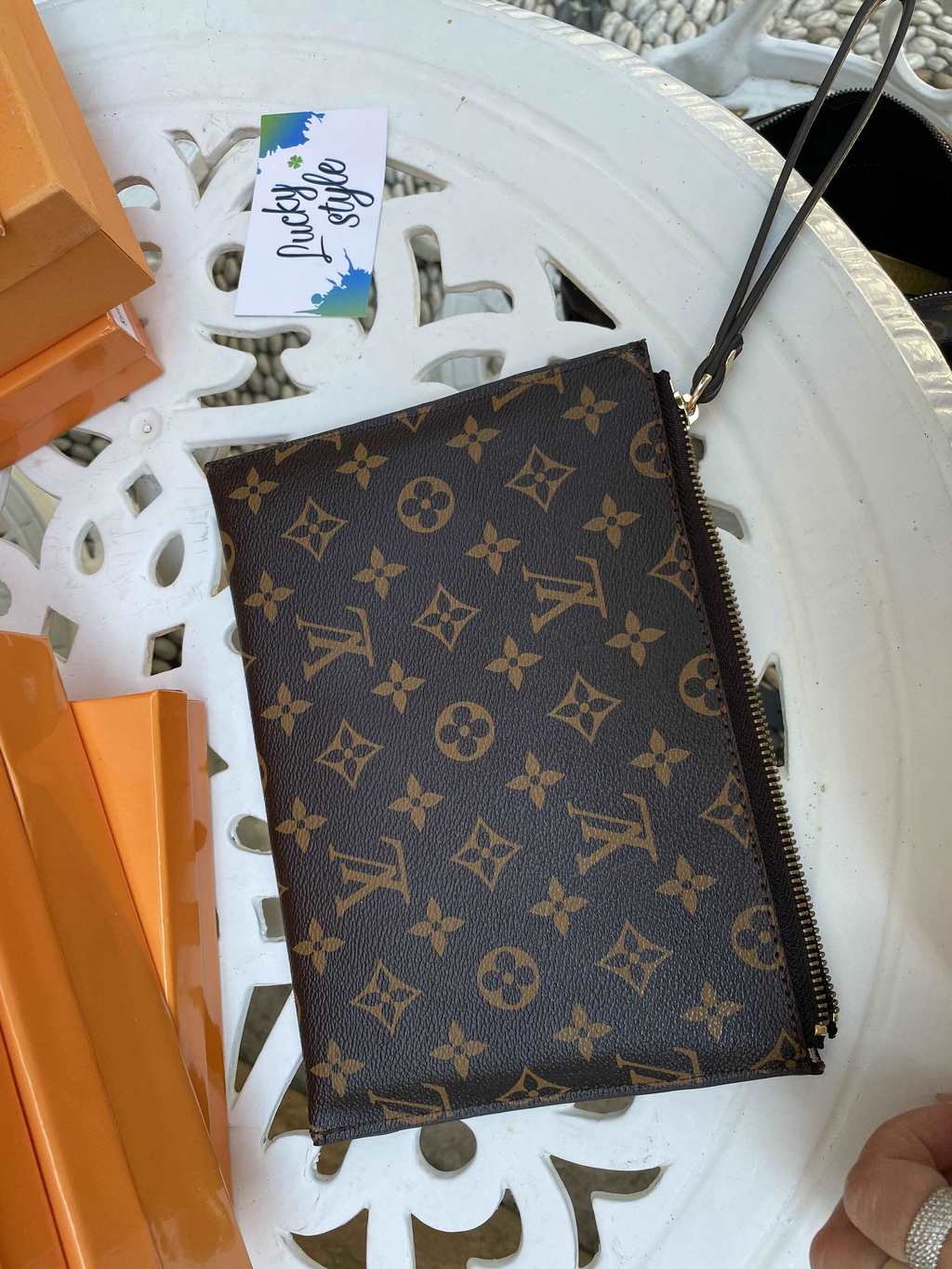 клатч LV с коричневой вставкой ПОШЕТ DAILY POUCH 51126