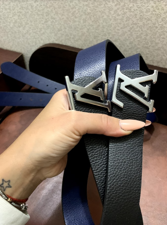 Ремень LV Black Silver с бляхой