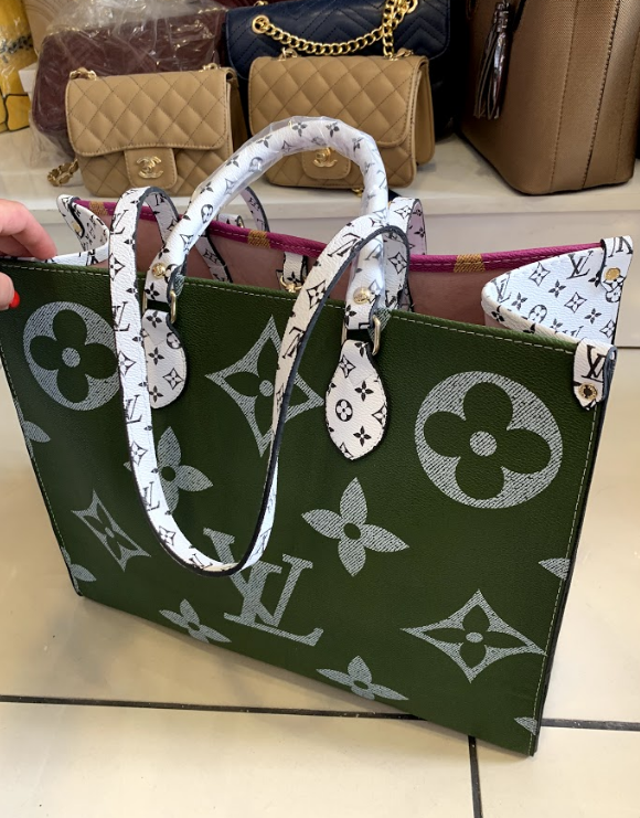 Сумка большая в узоры зеленая