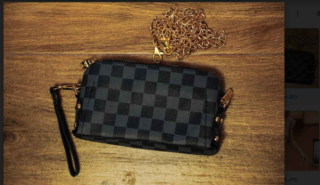 Клатч Луи Витон на цепочке серый