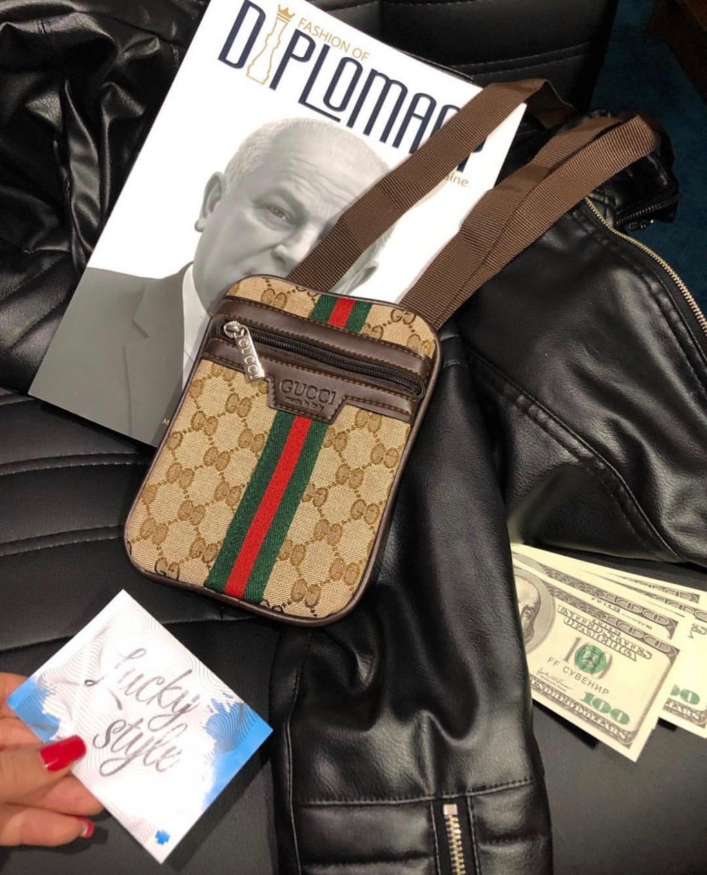 Мужская Коричневая Сумка Через Плечо Gucci