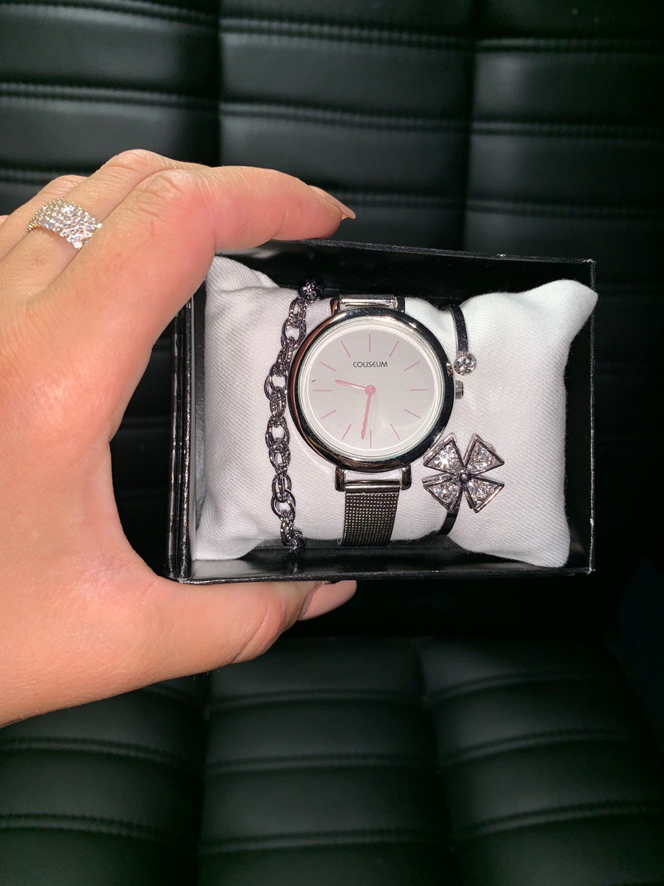 Комплект с браслетами Розовое Серебро 7148