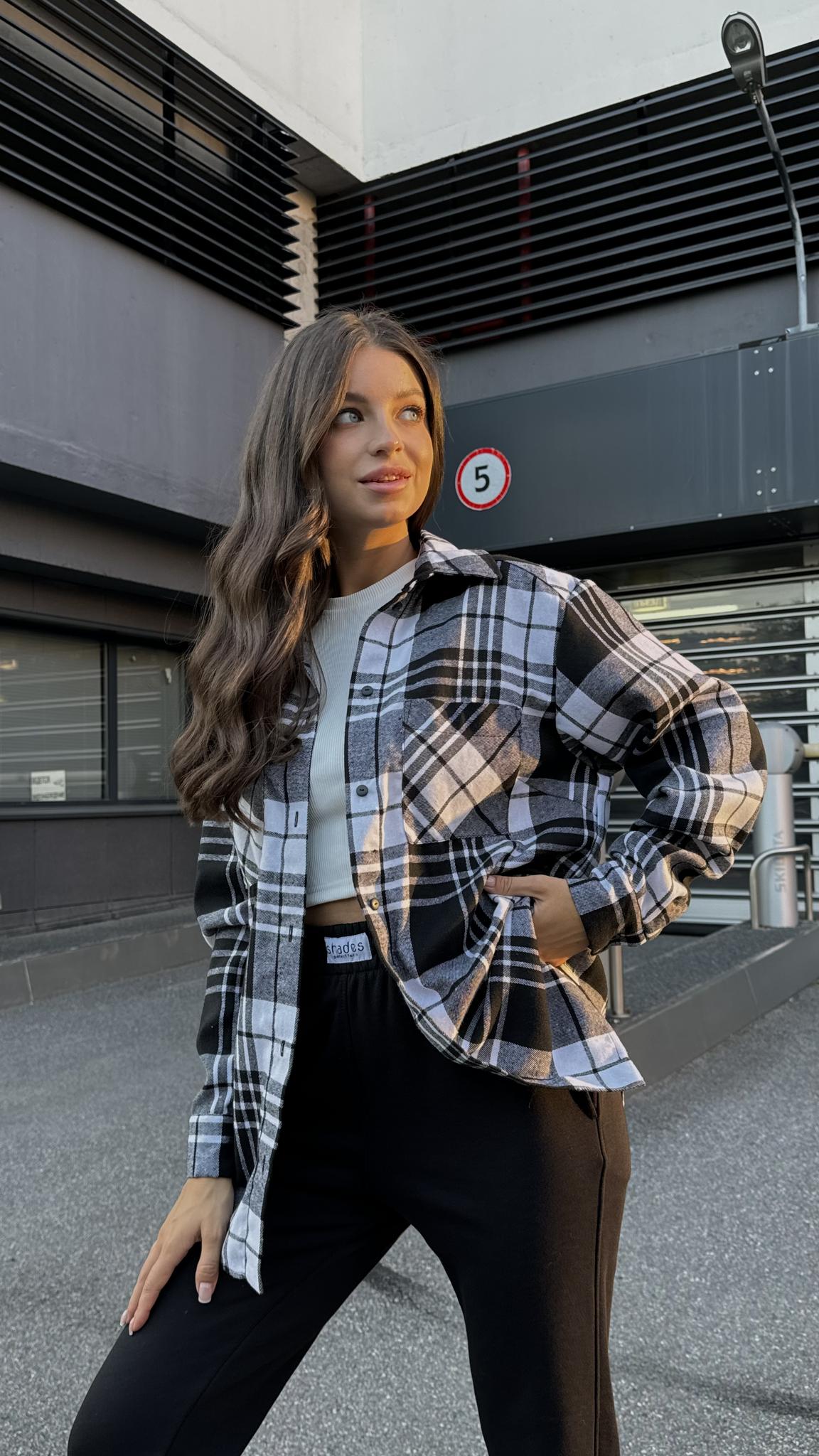 Рубашка PLAID Белый/Черный