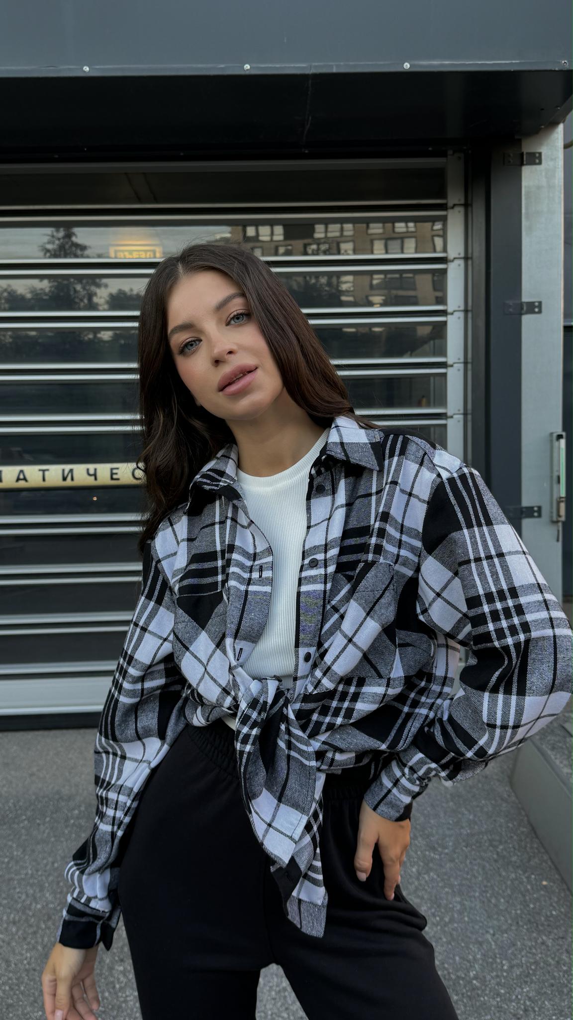 Рубашка PLAID Белый/Черный