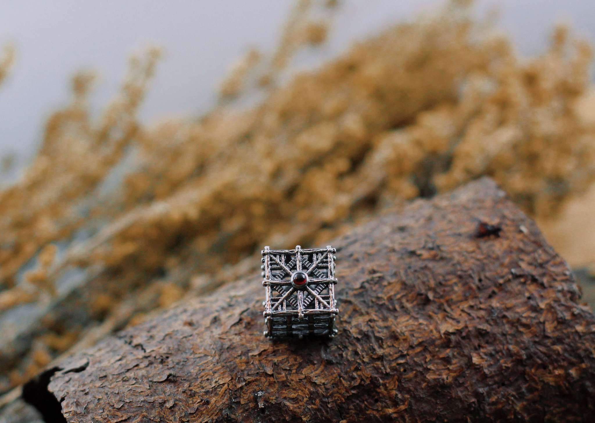 Witch house - pendant with garnet