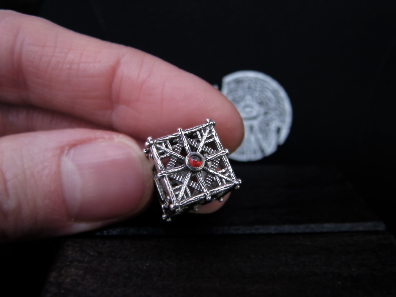 Witch house - pendant with garnet