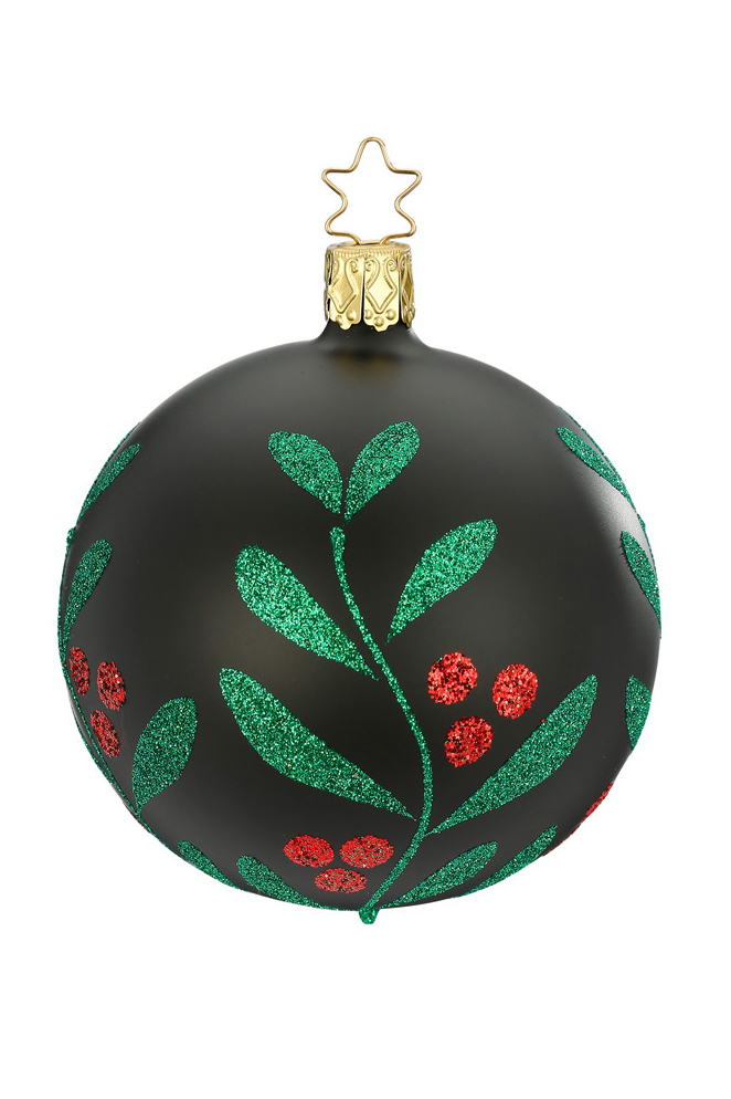 "Holly leaf" glass ornament, 8 cm