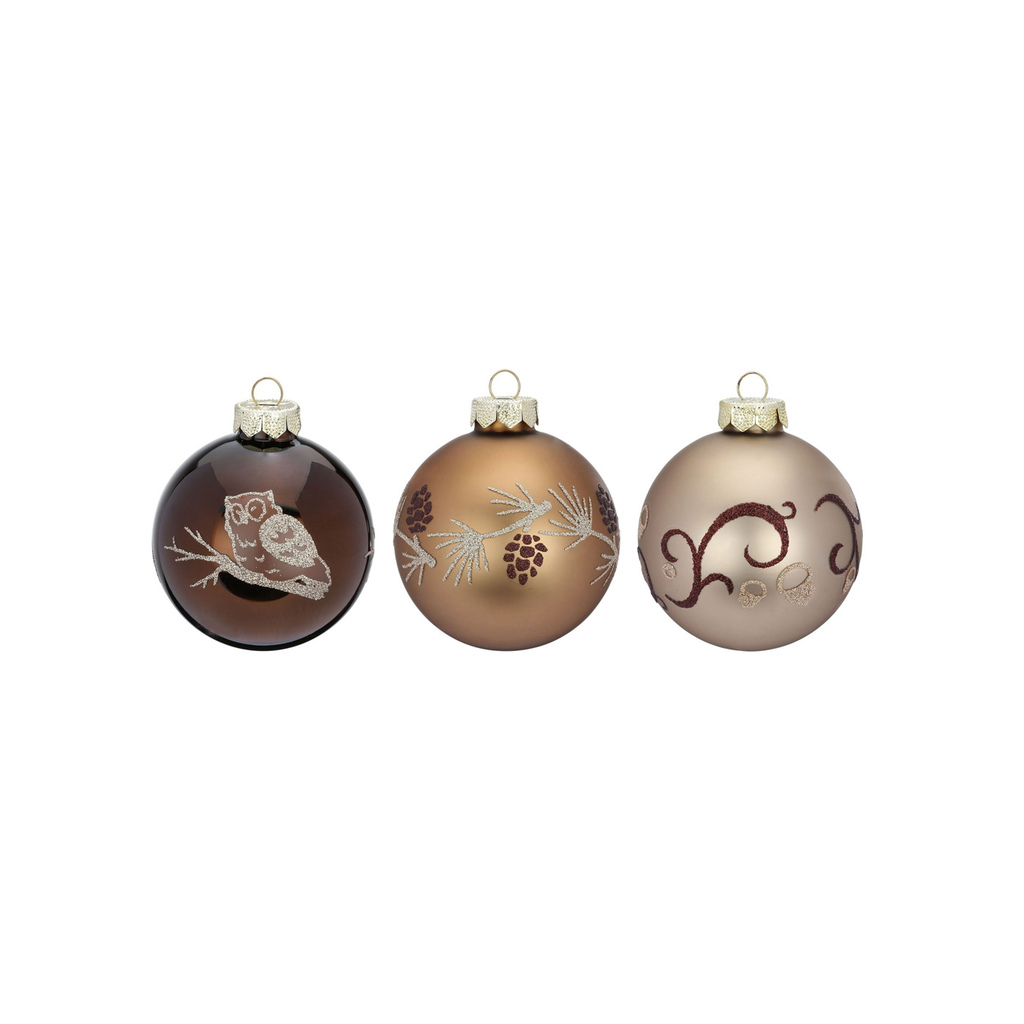 Bauble 3-way sorted Elegant Lounge, 6 cm