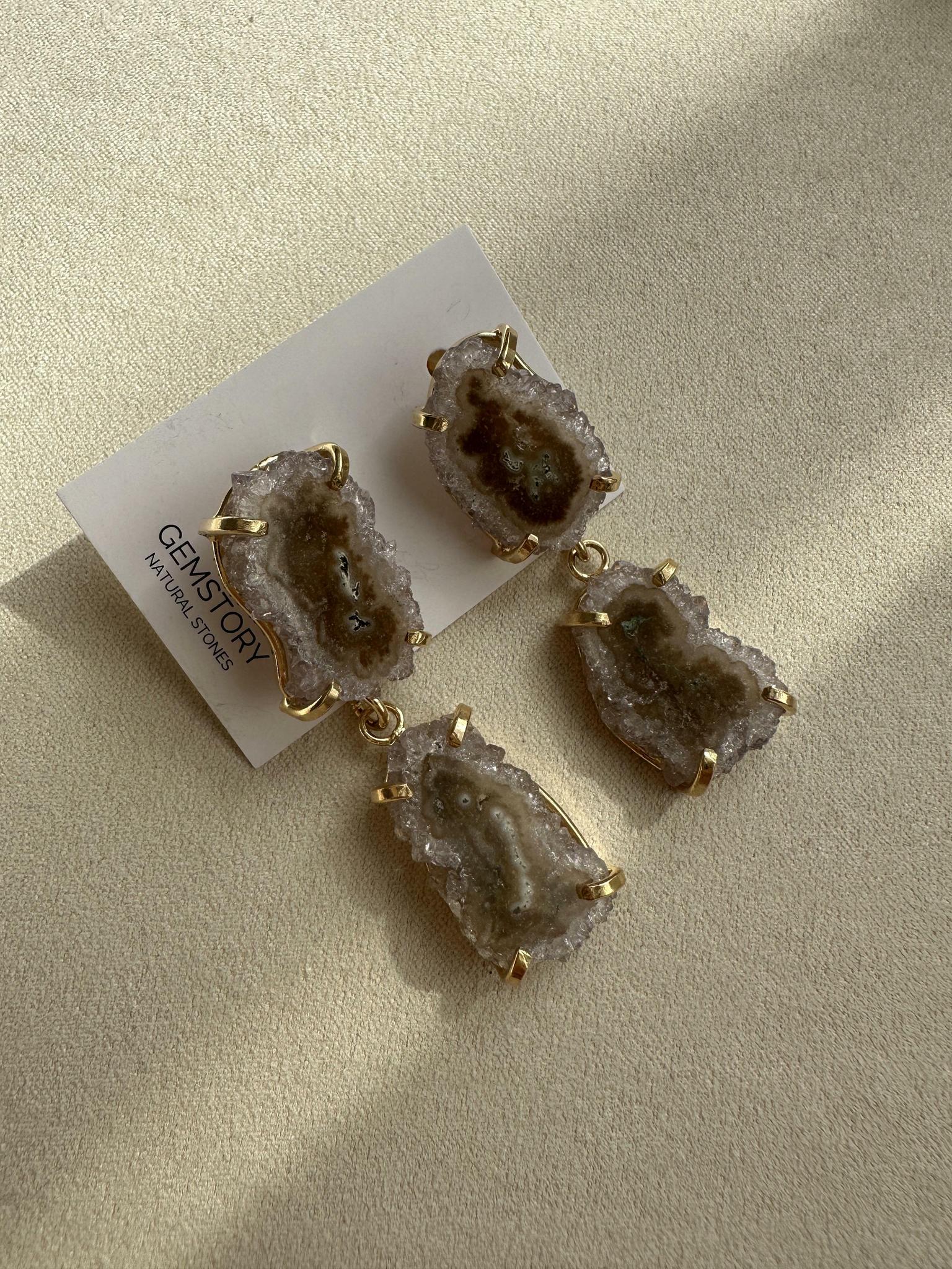 Серьги со сталактитами светлого аметиста