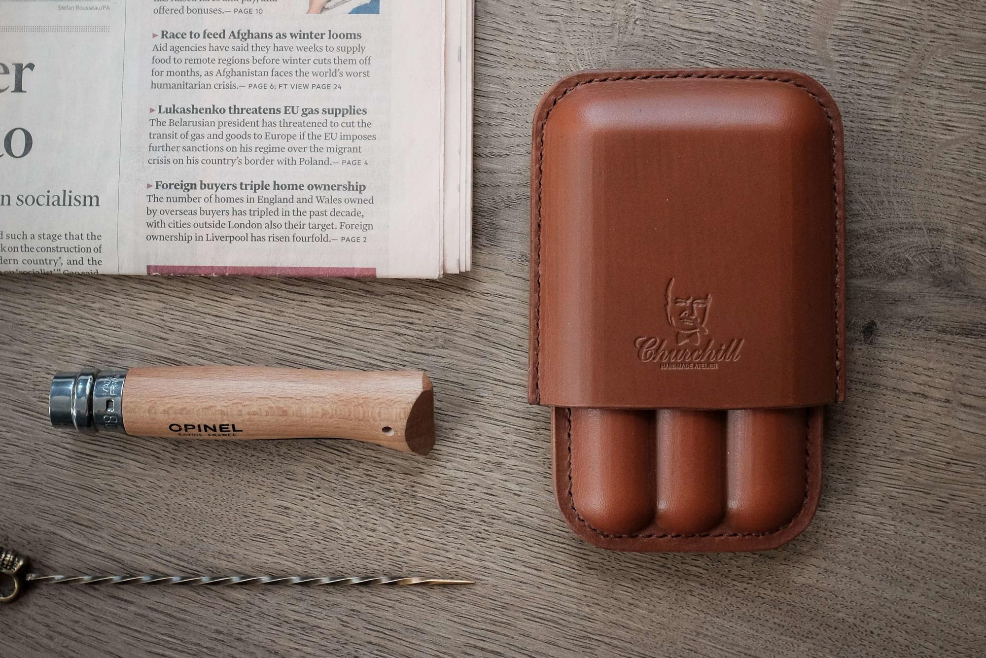 Шкіряний футляр для сигар Havana Tan