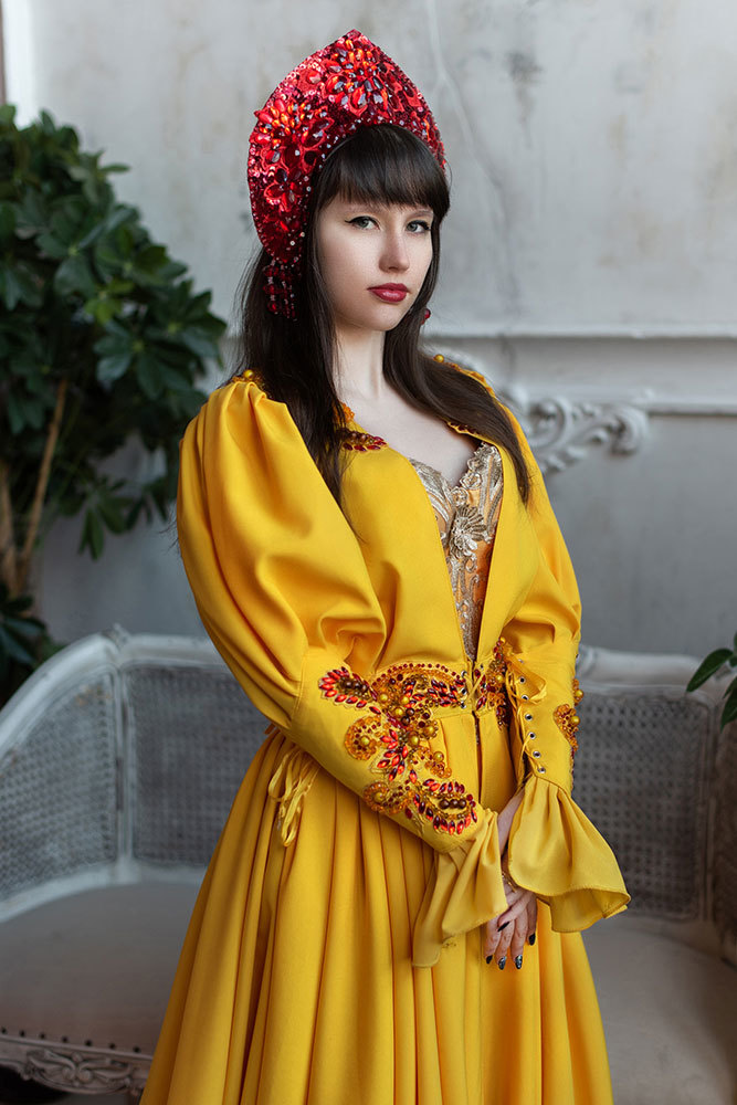 Русский стиль (с кокошниками) > Летящее платье  Жёлтая осень  купить в  интернет-магазине