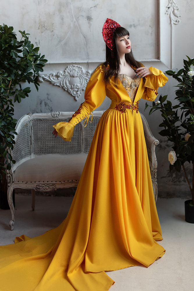 Русский стиль (с кокошниками) > Летящее платье  Жёлтая осень  купить в  интернет-магазине