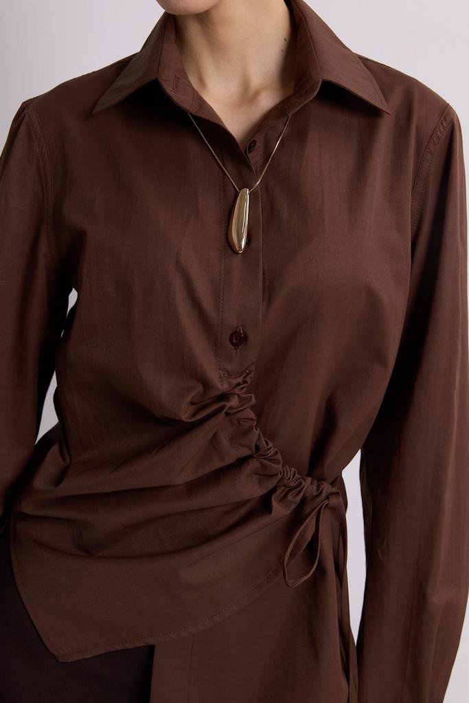 Сорочка шоколадна з драпіруванням