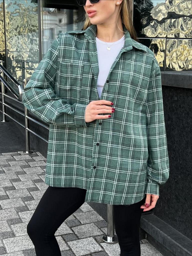 Сорочка зелена  в клітинку