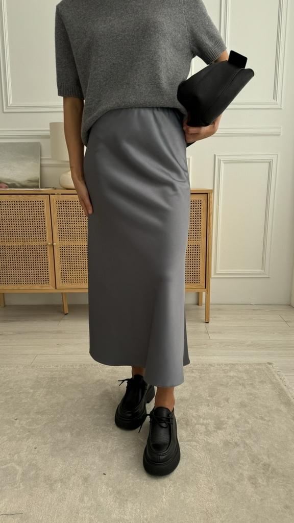 Спідниця сатинова сіра