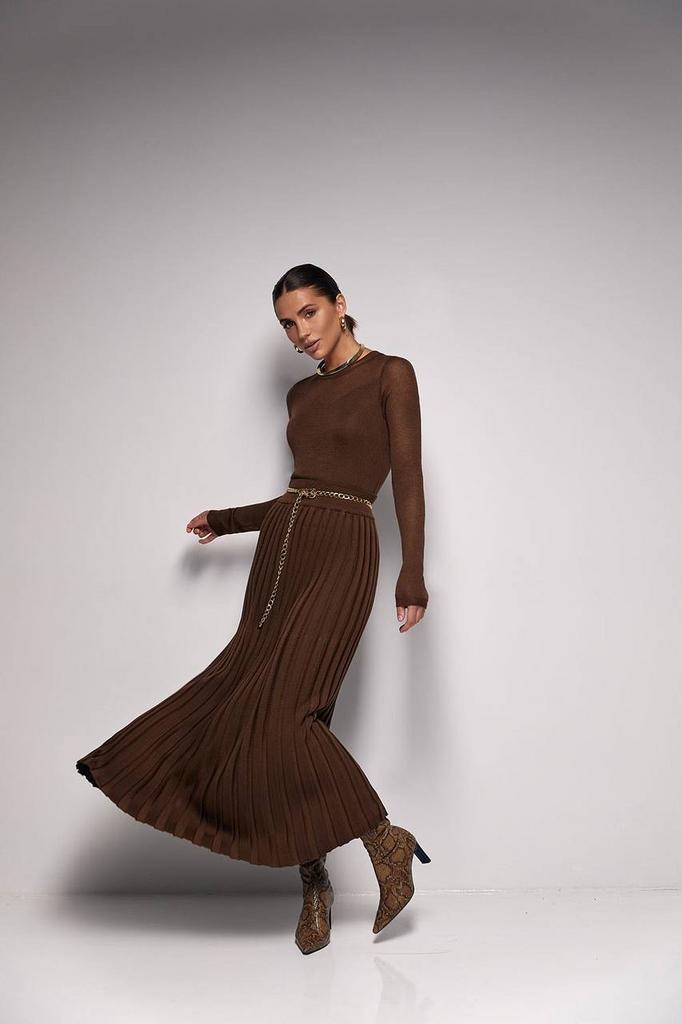 Спідниця вʼязана міді  шоколадна