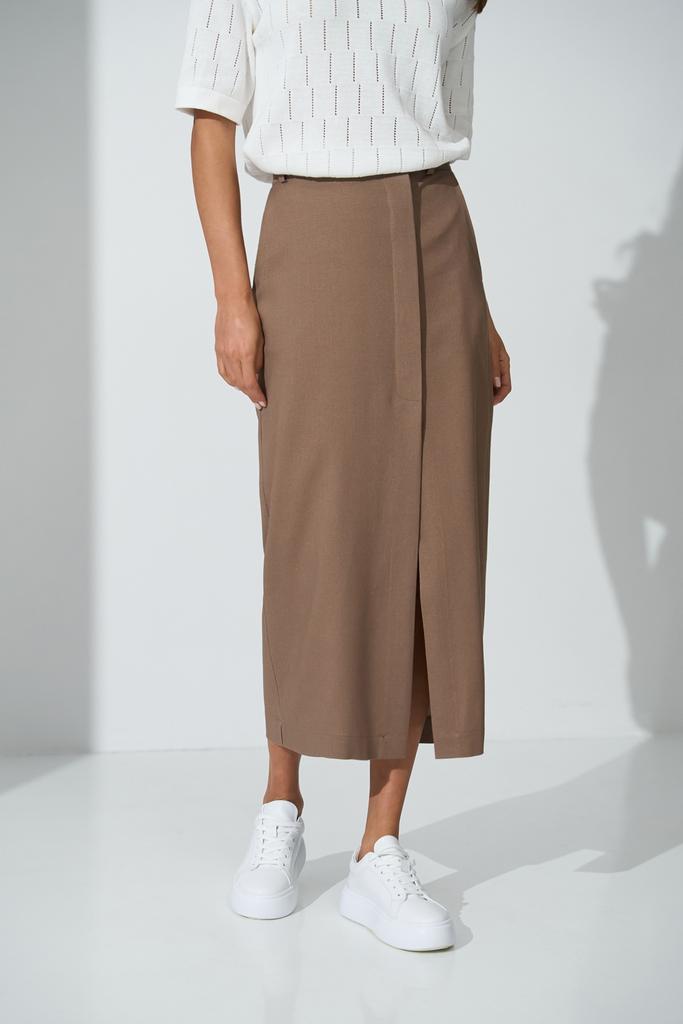 Спідниця лляна в кольорі какао