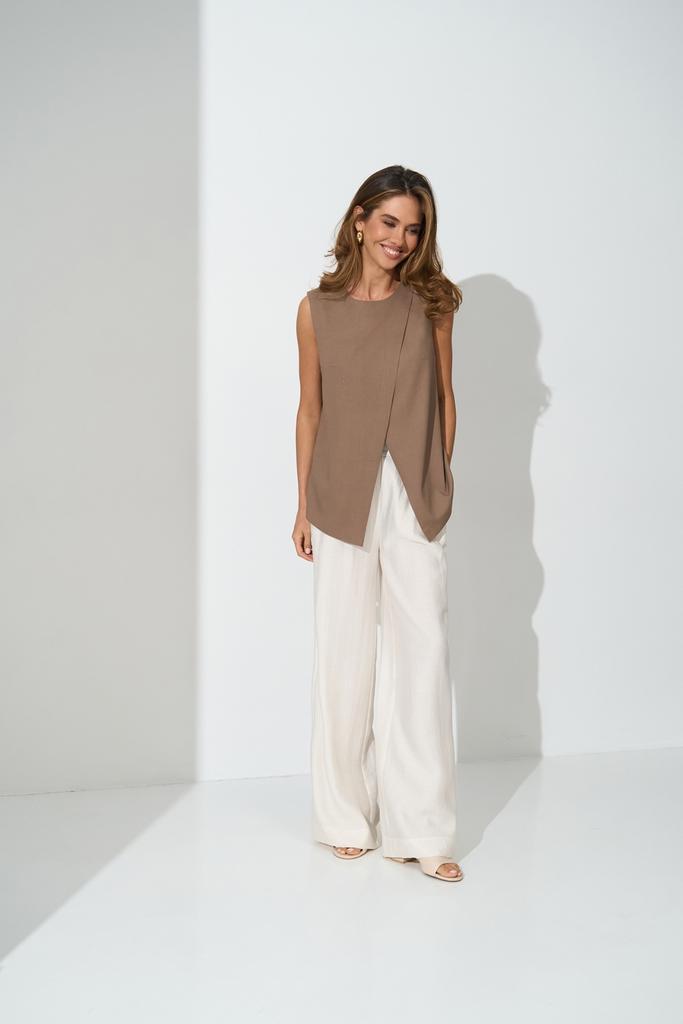 Жилет  лляний кольору какао