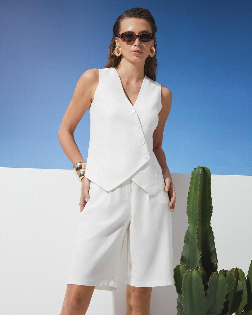 Жилет  лляний молочного кольору №1