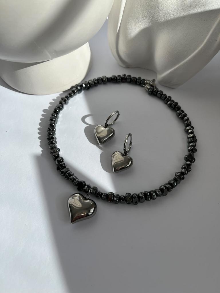 Сережки з підвісним сердцем