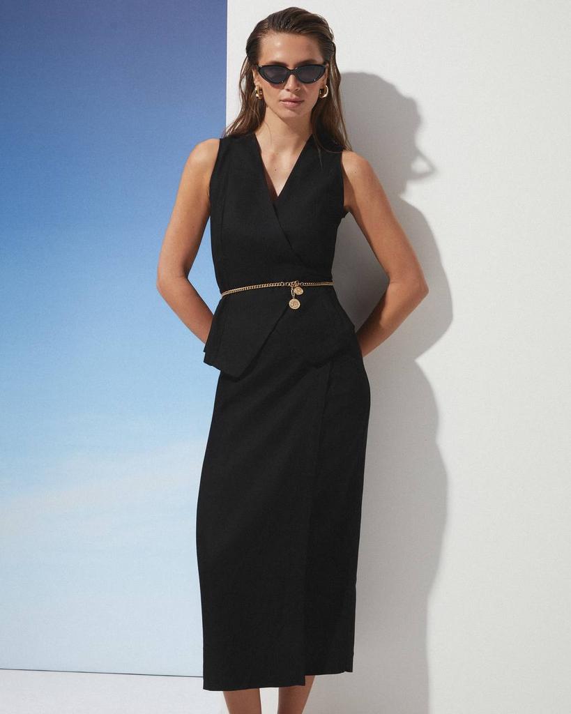 Спідниця лляна на запах чорна №2