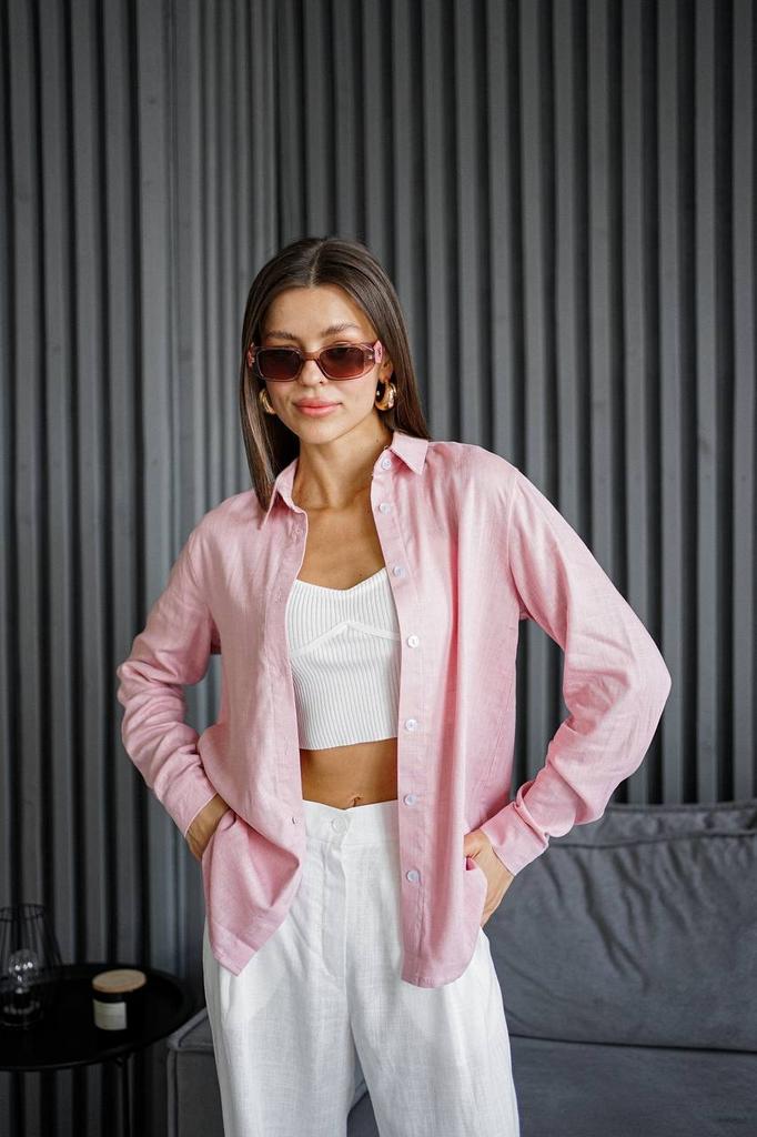 Лляна сорочка рожева