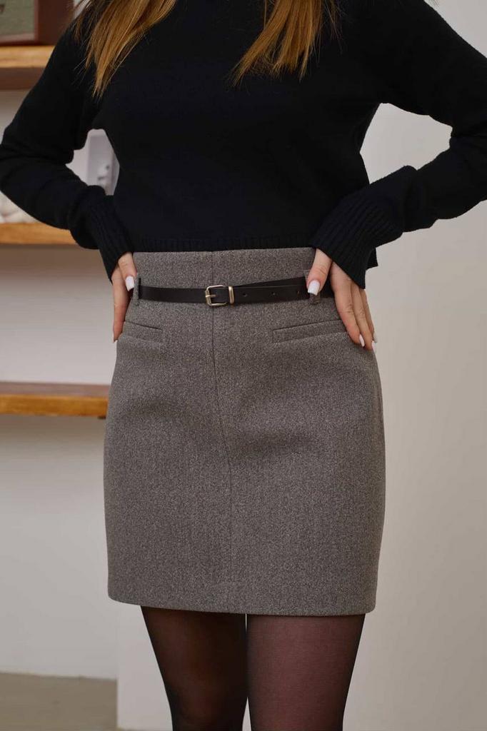 Спідниця сіра з кашеміром