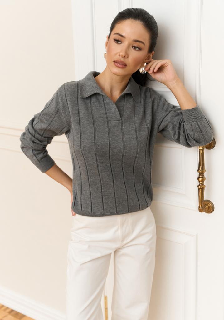 Поло сірий з вовни мериноса