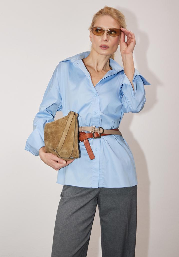 Блакитна  бавовняна сорочка